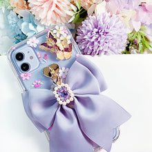 Load image into Gallery viewer, Pearls and Bows - Black Phone/Bag Charm