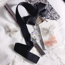 Load image into Gallery viewer, Butterflies Card Holder (White) with Bow Lanyard
