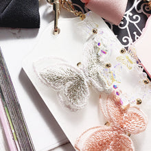 Load image into Gallery viewer, Butterflies Card Holder (White) with Bow Lanyard
